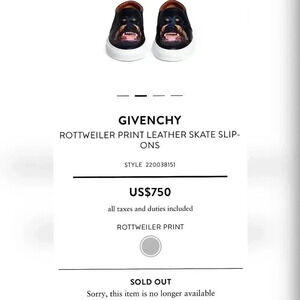 Givenchy Rottweiler Print Leather Skate Shoe Black